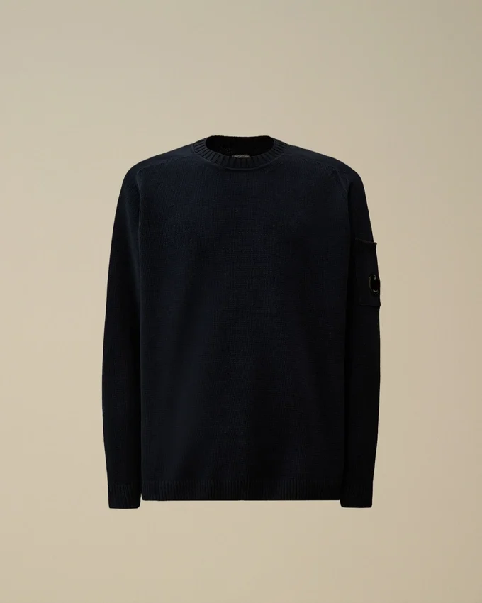 Jersey de cuello redondo con lente de chenilla de algodón