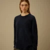 Jersey de cuello redondo con lente de chenilla de algodón