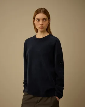 Jersey de cuello redondo con lente de chenilla de algodón