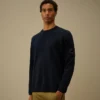 Jersey de cuello redondo con lente de chenilla de algodón