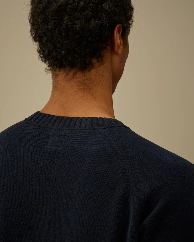 Jersey de cuello redondo con lente de chenilla de algodón