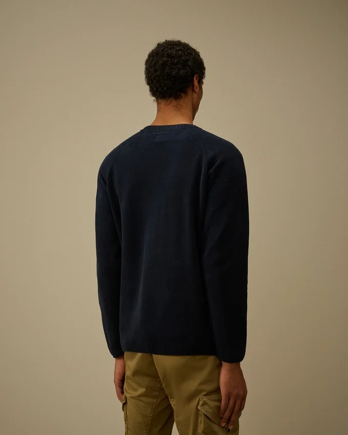 Jersey de cuello redondo con lente de chenilla de algodón