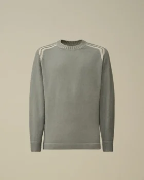 Jersey de cuello redondo de chenilla de algodón con doble teñido