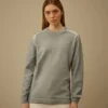 Jersey de cuello redondo de chenilla de algodón con doble teñido