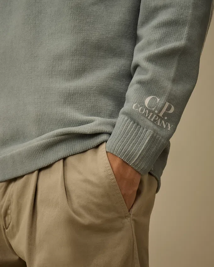 Jersey de cuello redondo de chenilla de algodón con doble teñido