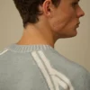 Jersey de cuello redondo de chenilla de algodón con doble teñido