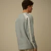 Jersey de cuello redondo de chenilla de algodón con doble teñido