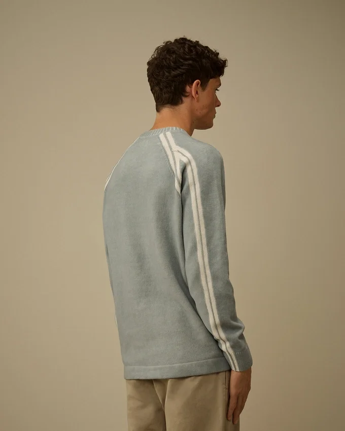Jersey de cuello redondo de chenilla de algodón con doble teñido