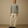 Jersey de cuello redondo de chenilla de algodón con doble teñido
