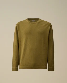 Jersey de cuello redondo de crepé de algodón con doble teñido