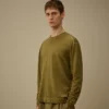 Jersey de cuello redondo de crepé de algodón con doble teñido