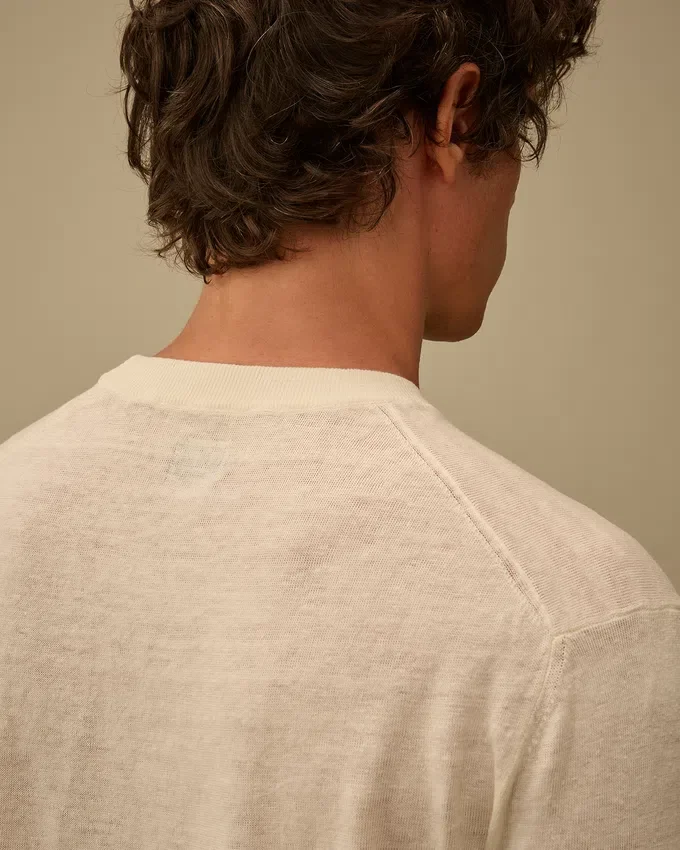 Jersey de cuello redondo de manga corta de lino