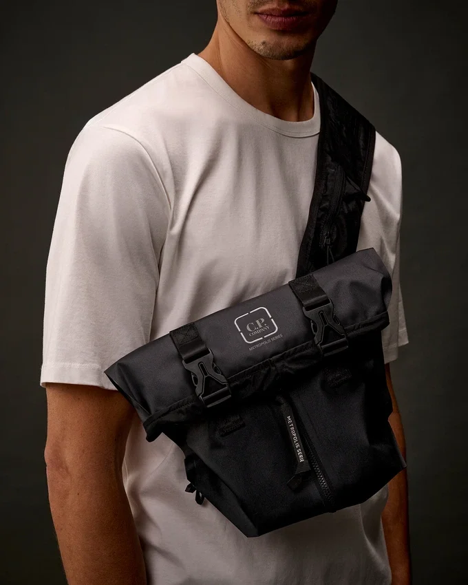 Metropolis Series rubber rep backpack with transformable design and logo