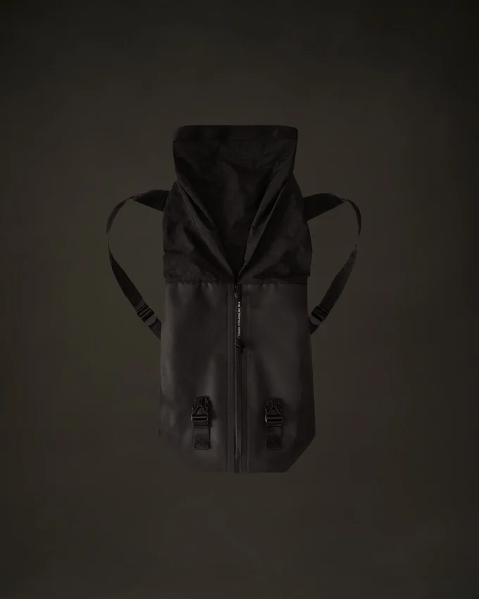Metropolis Series rubber rep backpack with transformable design and logo