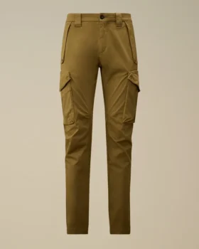 Pantalones cargo con bolsillos redondeados ergonómicos de satén elástico