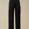 Pantalones cargo elásticos de algodón y lino con detalle de lente