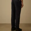 Pantalones cargo elásticos de algodón y lino con detalle de lente