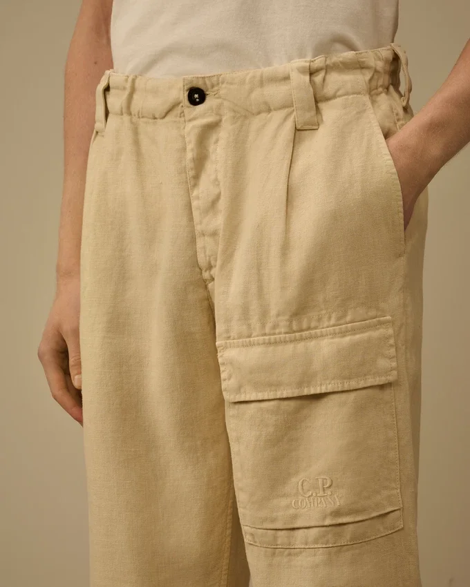 Pantalones cargo holgados de lino