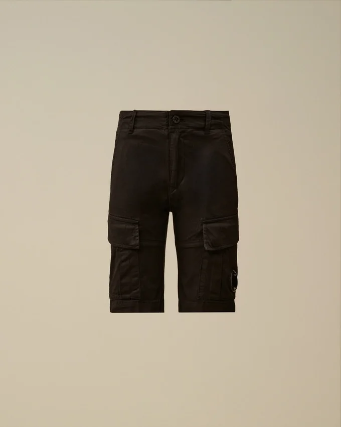Pantalones cortos cargo U16 de gabardina elástica con Lens