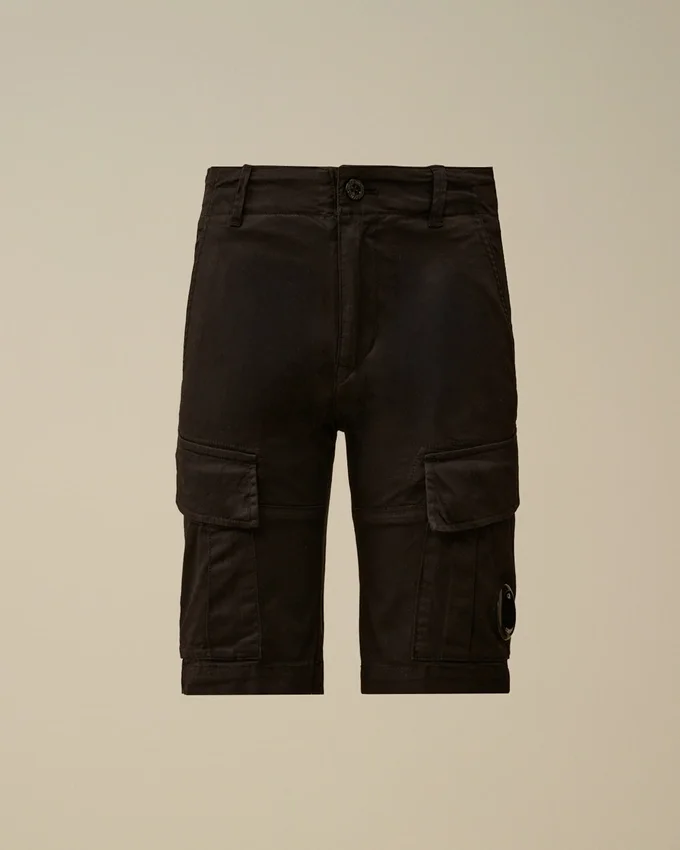 Pantalones cortos cargo U16 de gabardina elástica con Lens