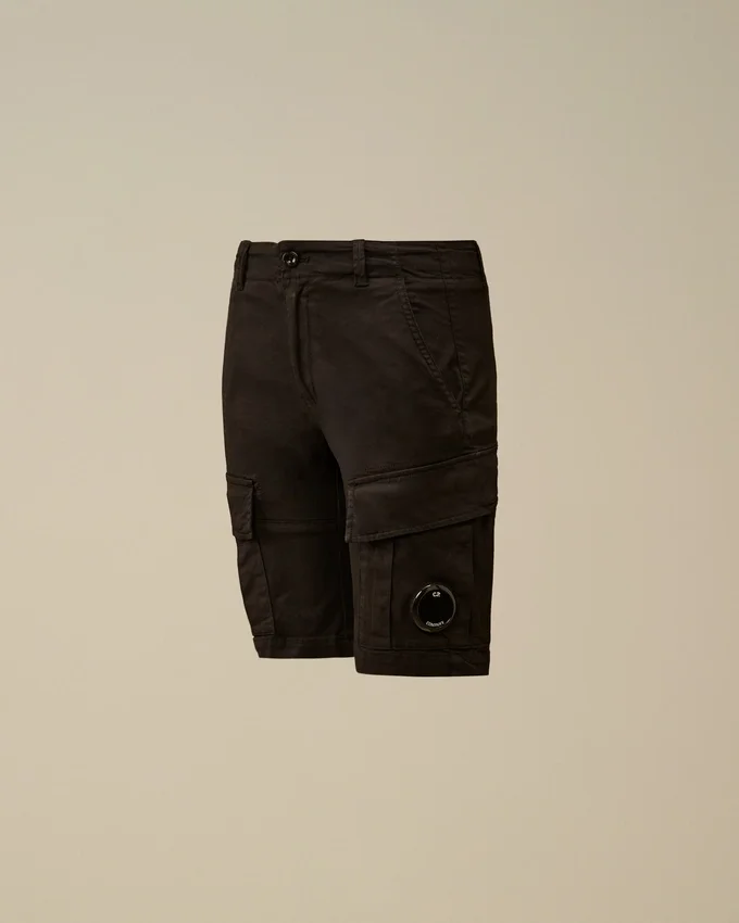 Pantalones cortos cargo U16 de gabardina elástica con Lens