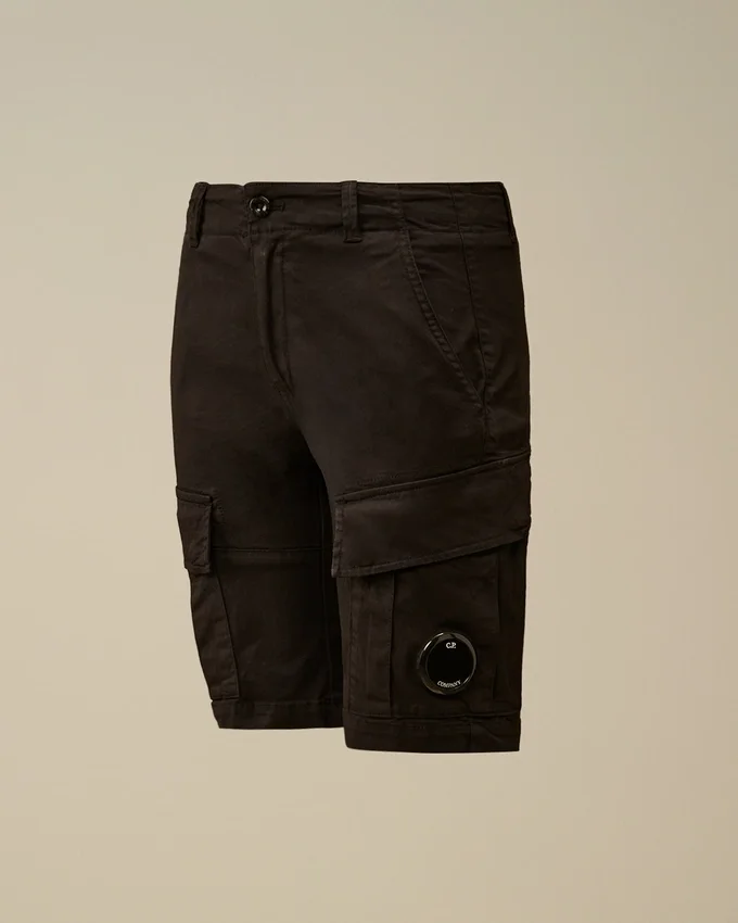Pantalones cortos cargo U16 de gabardina elástica con Lens
