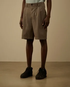 Pantalones cortos holgados con pinzas de gabardina de algodón