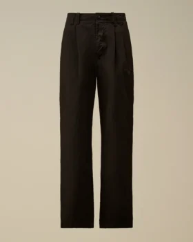 Pantalones holgados con pinzas de gabardina de algodón
