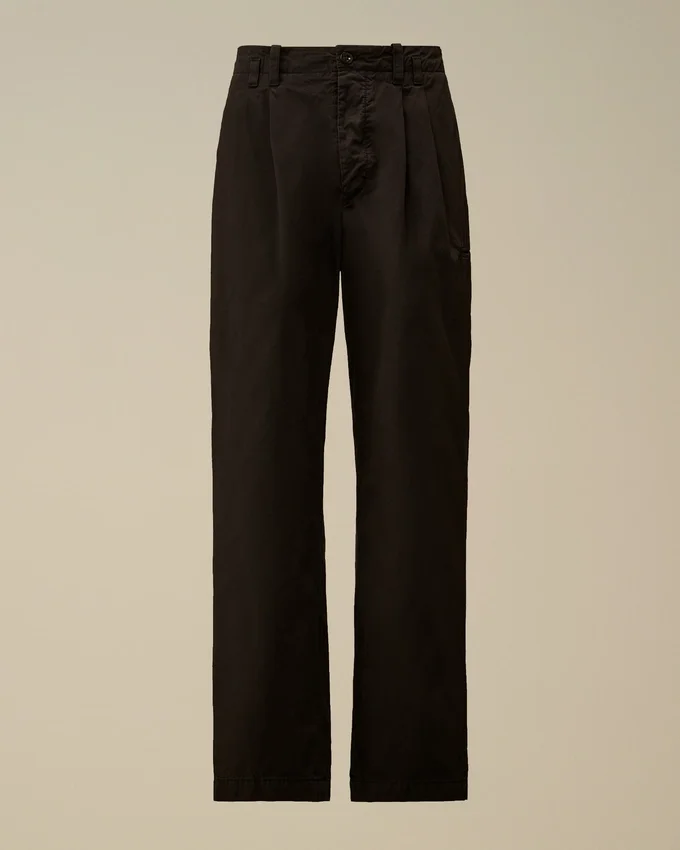 Pantalones holgados con pinzas de gabardina de algodón