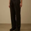 Pantalones holgados con pinzas de gabardina de algodón