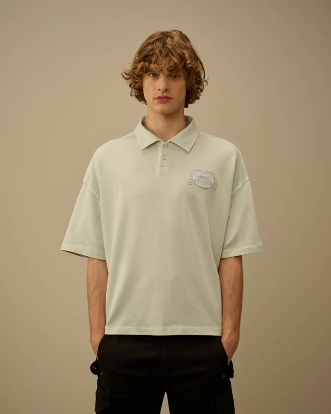 Polo de manga corta con logotipo cuadrado en jersey 20/1