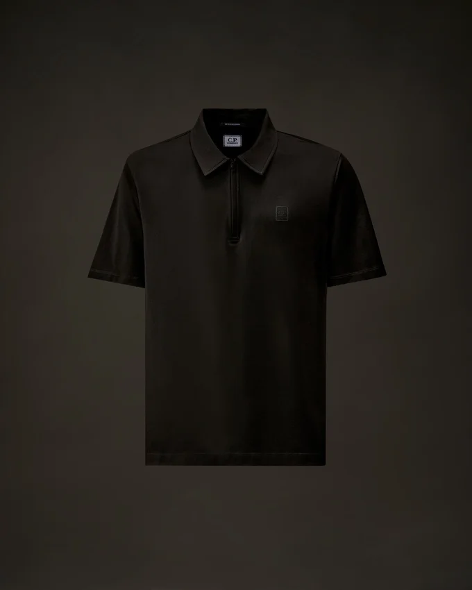 Polo de manga corta con media cremallera de la Metropolis Series, confeccionado en jersey mercerizado