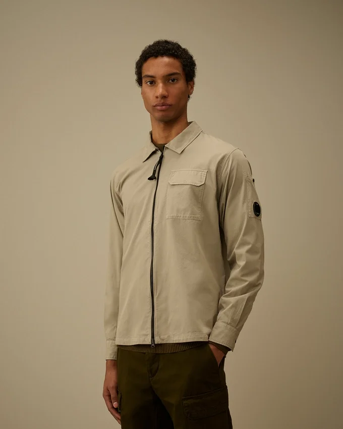 Sobrecamiseta con cremallera para lentes de gabardina orgánica