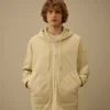 Sudadera con capucha, corte holgado y cremallera, de forro polar diagonal