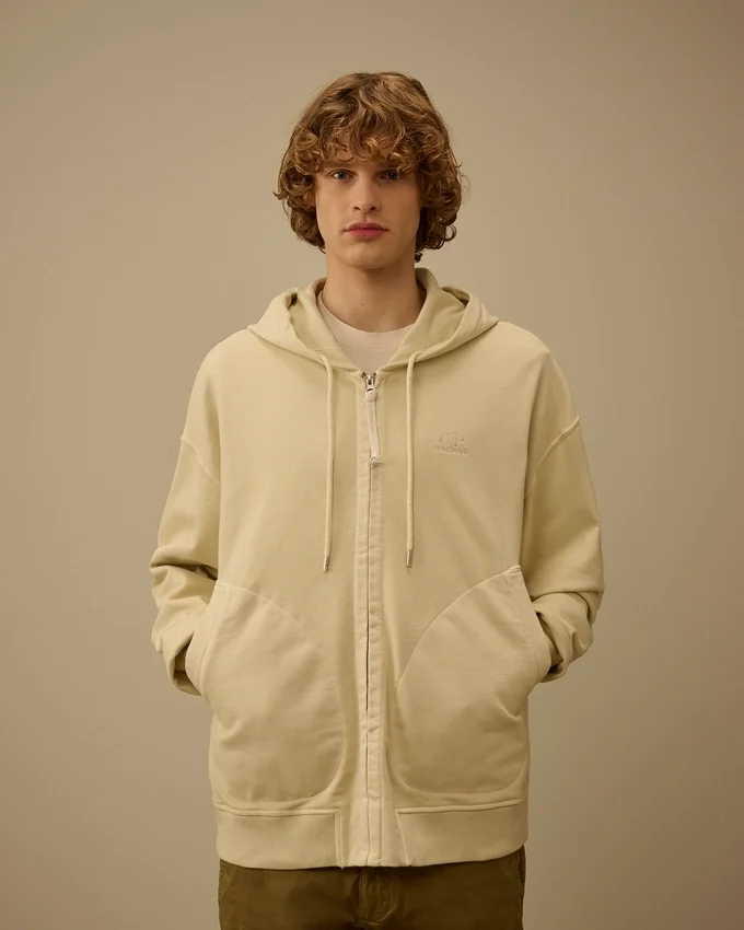 Sudadera con capucha, corte holgado y cremallera, de forro polar diagonal