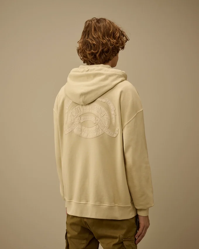 Sudadera con capucha, corte holgado y cremallera, de forro polar diagonal