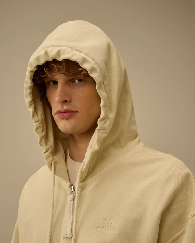 Sudadera con capucha, corte holgado y cremallera, de forro polar diagonal