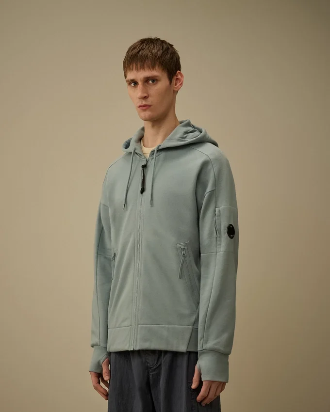 Sudadera con capucha, cremallera y forro polar en relieve diagonal