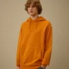 Sudadera con capucha de felpa de algodón diagonal