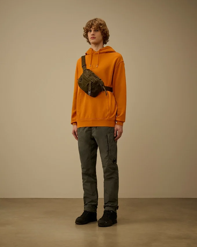 Sudadera con capucha de felpa de algodón diagonal