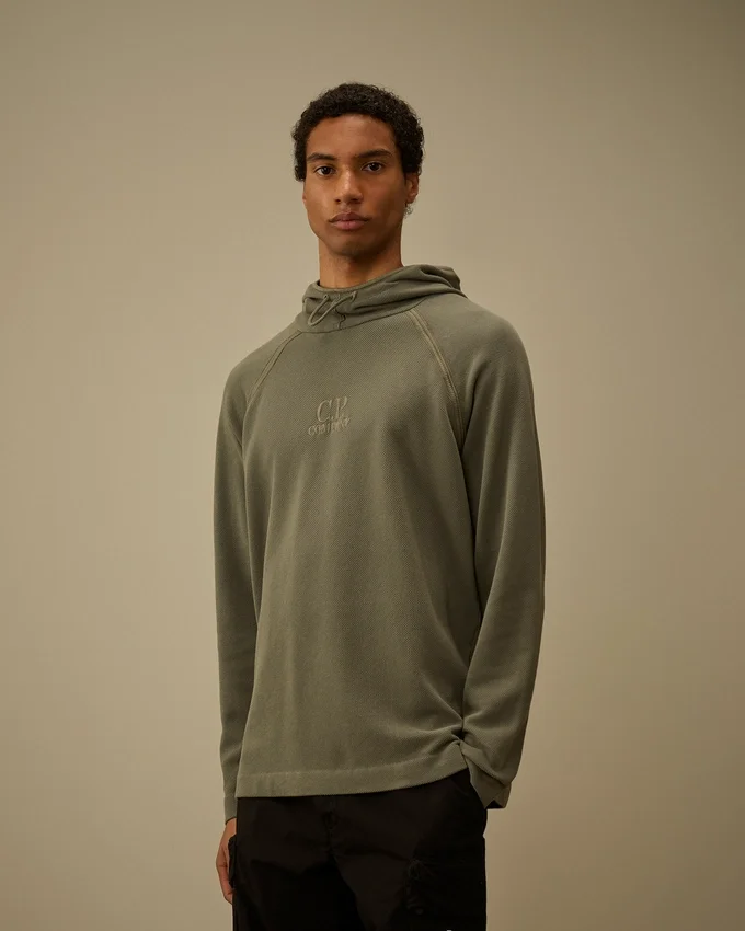 Sudadera con capucha de piqué grueso