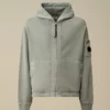 Sudadera con capucha y cremallera de felpa diagonal de algodón