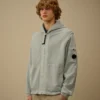 Sudadera con capucha y cremallera de felpa diagonal de algodón