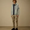 Sudadera con capucha y cremallera de felpa diagonal de algodón