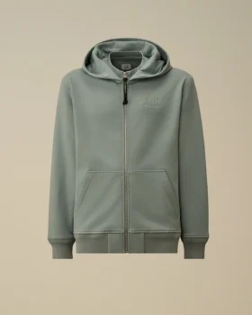 Sudadera con capucha y cremallera de felpa diagonal en relieve