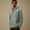Sudadera con capucha y cremallera de felpa diagonal en relieve
