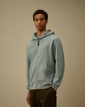 Sudadera con capucha y cremallera de felpa diagonal en relieve