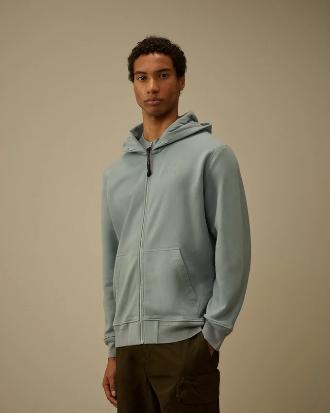 Sudadera con capucha y cremallera de felpa diagonal en relieve