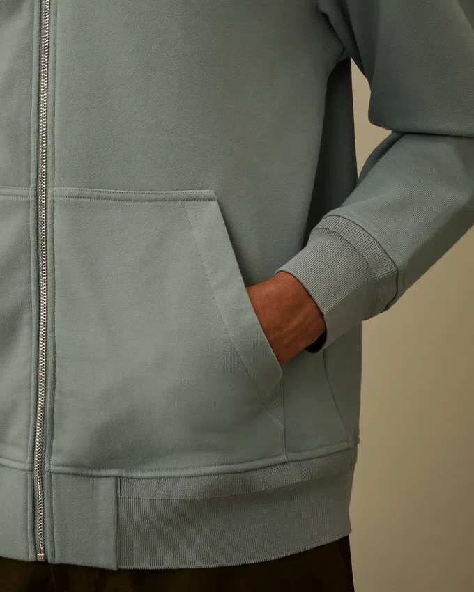 Sudadera con capucha y cremallera de felpa diagonal en relieve