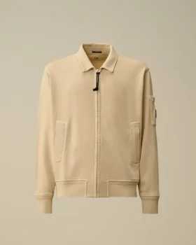 Sudadera con cremallera y lente de felpa de algodón diagonal